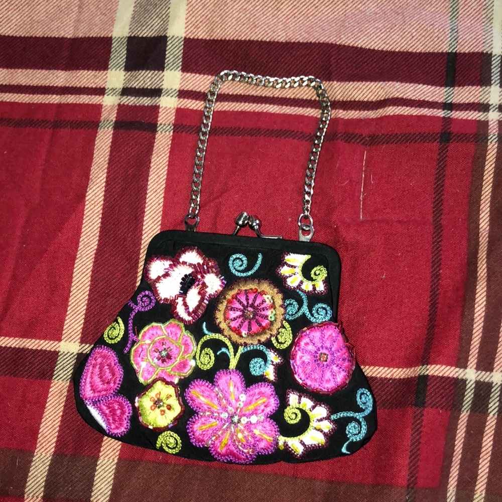 Vera Bradley Kisslock 25 Anni Black Bead Purse 6X4